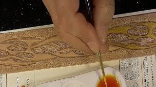 Making a custom leather belt 3  как сделать кожаный ремень  painting [upl. by Spring818]