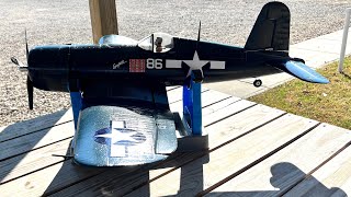 EFlite F4U4 Corsair 12m with AS3X upgrade Flight 1 [upl. by Ludvig]