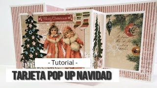 TARJETA NAVIDEÑA POP UP MUY SENCILLA CON MAS SCRAP  TUTORIAL  LLUNA NOVA SCRAP [upl. by Emilee]