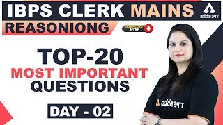 IBPS Clerk Mains 2019  Reasoning  Most Important Questions Day 2 [upl. by Wasserman]