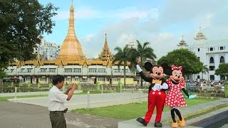 Mickey and Minnie at Myanmars pagoda [upl. by Nimaynib]