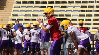 LSU QBs battling it out till the end LSU Football Practice Footage [upl. by Sension770]