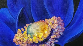 Blue Floral  Georgia OKeeffe Inspired Acrylic Painting LIVE Tutorial [upl. by Stearne]