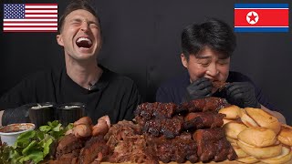 North Korean Try AMERICAN BBQ for the First Time MUKBANG ASMR [upl. by Jerol]