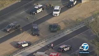 Chase ends after deputies open fire on 215 Freeway near Menifee ABC7 [upl. by Neelyahs261]