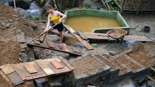 Build a road to the house  make a 2storey wooden house 200 days of bushwalking in the forest [upl. by Nalak]