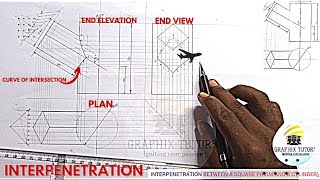 INTERPRETATION INTERPENETRATION CURVE OF INTERSECTION BETWEEN A SQUARE PRISM AND A CYLINDER [upl. by Pulchia]