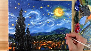 How to Paint Starry Night  Acrylic Painting  Correa Art [upl. by Geiger]