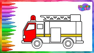 how to draw FIRE TRUCK 🚒 ǀ Learn to Draw and Color for Children amp Toddlers [upl. by Hgierb211]