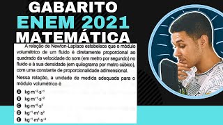 🛑ENEM 2021 MATEMÁTICA A relação de NewtonLaplace estabelece que o módulo volumétrico de um fluido é [upl. by Orion]