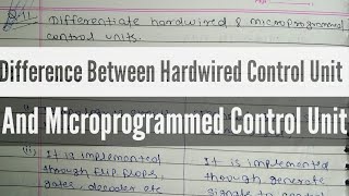 Difference between Hardwired Control Unit amp Microprogrammed Control Unit  COA [upl. by Redla]