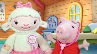 Doc McStuffins TAKE CARE OF ME LAMBIE Time For A Checkup With Dr PEPPA PIG Toy Parody Disney Nick Jr [upl. by Benedikta58]