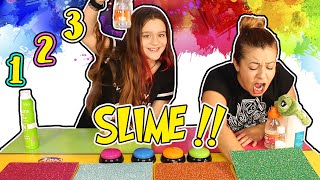 1 2 3 SLIME Remember  UN DOS TRES SLIME challenge  Slime con Marta y Tania [upl. by Emmaline]