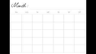 Free Printable Blank Monthly Calendar Minimalist Template Digital Calendar A4A5Letter SunMon [upl. by Gorrian]