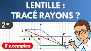 Lentille  tracé des rayons lumineux ✅ 3 exemples  Lycée  Optique [upl. by Nessy]