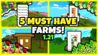 5 MUST HAVE FARMS In Minecraft Bedrock 121 [upl. by Valorie]