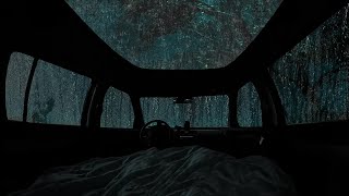 🔴10 Hours ASMR 😴 Overnight in the car during heavy rain and thunderstorms to rest and sleep [upl. by Easton621]