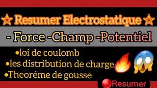 Résumer Electrostatique s2 🔥 [upl. by Namad]