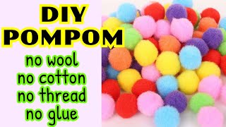 How to make pompom without woolcotton glue threadDIY Homemade pompom😍 [upl. by Ytirehc887]