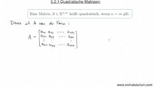 Quadratische Matrizen  Mathematik Video Erklärung [upl. by Wyndham]