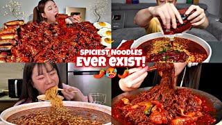 MUKBANGERS EATING TOO MUCH EXTREMELY SPICY NOODLES 🌶️🔥🥵🥵🥵 [upl. by Arnaldo795]