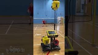 Badminton training defense with machine S8025  defense practice [upl. by Dleifxam]