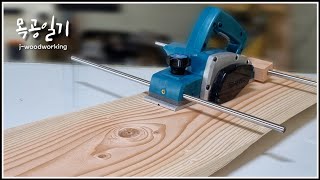 planing wide boards perfectly with electric hand planer  upgraded ver 2 woodworking [upl. by Enaud]