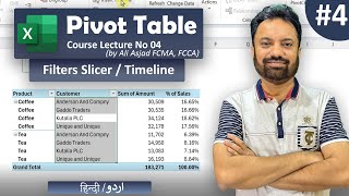 Pivot Table Filters Slicer  Timeline​  Excel Pivot Table in Depth Series  Part 4  Urdu  Hindi [upl. by Fuld]