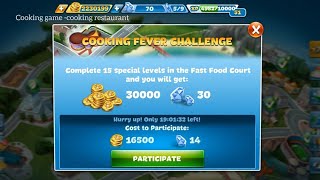 Cooking Fever Challenge  Fast Food Court level 1 to 5  3 Star ⭐⭐⭐ [upl. by Dorry799]