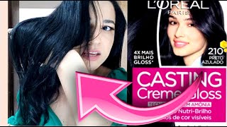 CABELO PRETO AZULADO SEM AMÔNIA TONALIZANTE CASTING CREME GLOSS 210 [upl. by Haiasi]