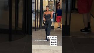 The Real Housewives of Dubai Lesa Milan wears double denim as leaving WWHL usa shorts fashion [upl. by Chadwick968]