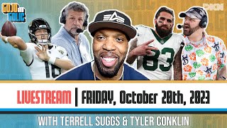 Talks w Terrell Suggs amp Jets Tyler Conklin  Jags run over Saints CFB 👀  GoJo amp Golic  Oct 20th [upl. by Ojadnama]