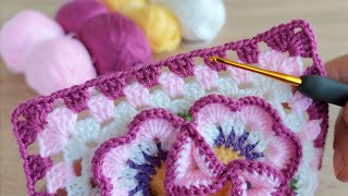 Super easy 3D crochet motif Tığ işi rengarenk 3 boyutlu motif [upl. by Nnaylloh]