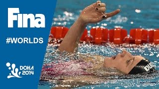 Katinka Hosszu  Interview 100m Backstroke 2014 FINA World Swimming Championships Doha [upl. by Nylave]