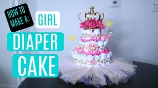 Instructions on How to Make a Diaper Cake for a Baby Girl [upl. by Zorah]