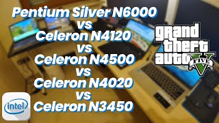 5 low budget Intel mobile CPUs in GTA V  N6000 vs N4120 vs N4500 vs Celeron N4020 vs N3450 [upl. by Tara940]