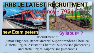 RRB JE NEW VACANCY  rrb je 2024 notification  RRB Latest Vacancy  railway new vacancy [upl. by Anaerb865]