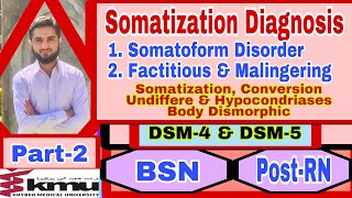 Diagnosis of SomatizationSomatoform Disorders factitious conversionPart2MHNDSM4 amp 5 BSN [upl. by Stephani824]