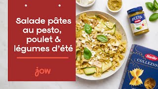 Recette de la Salade pâtes au pesto poulet amp légumes d’été [upl. by Meesak]