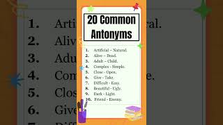 20 Antonyms list  Opposite words  English Grammar  The Study Corner  antonyms grammar shorts [upl. by Stralka670]