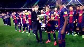 Alex Song and the La Liga Trophy Barcelona 2013 champions [upl. by Guinna897]