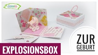 Mini Explosionsbox ca 5 cm zur Geburt Baby DIY IDEE mit Papier Tutorial  deutsch [upl. by Jeanelle]