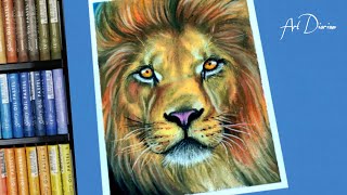 Very Easy How to Draw a Lion Face with Oil Pastel Step by Step  for Beginners [upl. by Cott686]