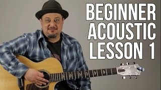 Beginner Acoustic Lesson 1  Your Very First Guitar Lesson E Minor  Asus2 [upl. by Atnuahs569]