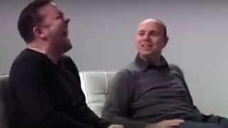 Karl Pilkington makes Ricky Gervais laugh hysterically [upl. by Zzahc716]