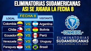 Así se Jugara la Fecha 8 de las Eliminatorias Sudamericanas Mundial 2026  Eliminatorias Conmebol [upl. by Nrehtak]