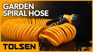 TOLSEN Garden Spiral Hose 50 FT× 38” with 8Pattern Spray Nozzle [upl. by Rialc]