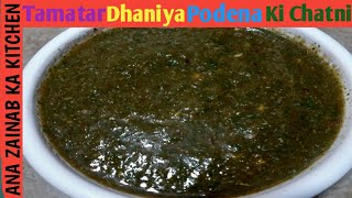 Tamatar Dhaniya Podena Ki Chatni Quick And Easy Recipe By Ana Zainab Ka Kitchen [upl. by Ahsitil583]