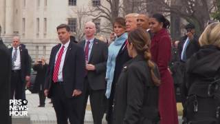 WATCH The Obamas and Bidens depart US Capitol [upl. by Llerot130]