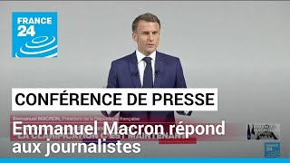 Dissolution extrême droite économie Emmanuel Macron répond aux journalistes • FRANCE 24 [upl. by Lumbye865]